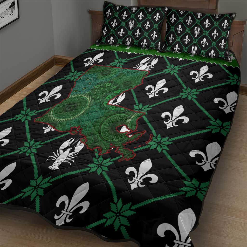 Louisiana USA Symbols Pattern Christmas Quilt Bed Set Xmas Holiday Patterns - Wonder Print Shop