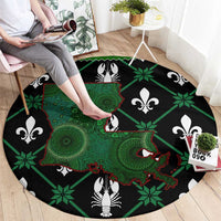 Louisiana USA Symbols Pattern Christmas Round Carpet Xmas Holiday Patterns - Wonder Print Shop