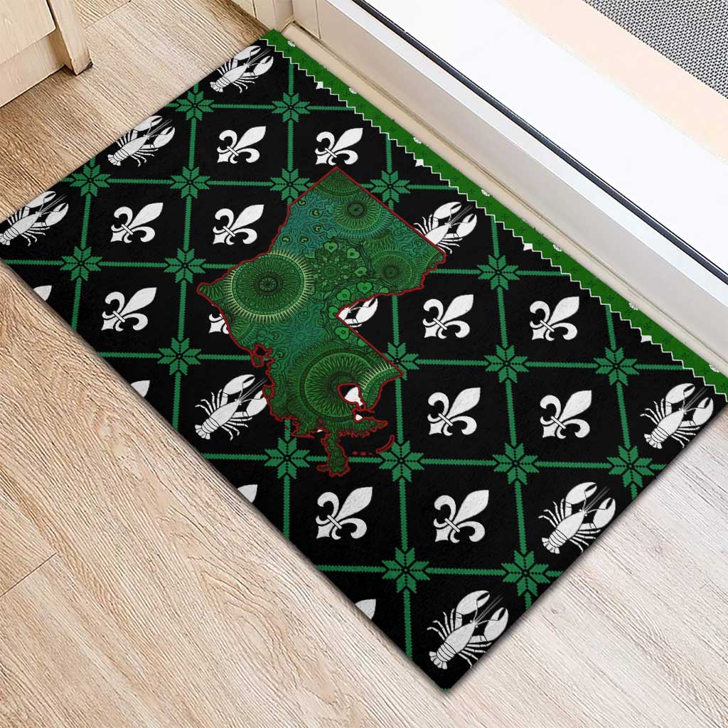 Louisiana USA Symbols Pattern Christmas Rubber Doormat Xmas Holiday Patterns - Wonder Print Shop