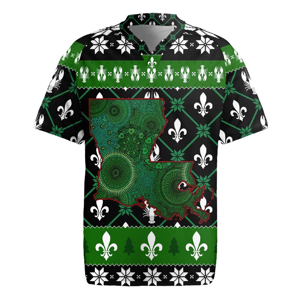 Louisiana USA Symbols Pattern Christmas Rugby Jersey Xmas Holiday Patterns - Wonder Print Shop