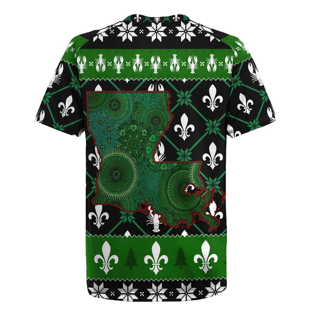 Louisiana USA Symbols Pattern Christmas Rugby Jersey Xmas Holiday Patterns - Wonder Print Shop