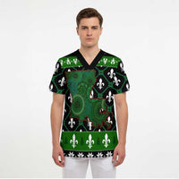 Louisiana USA Symbols Pattern Christmas Scrub Top Xmas Holiday Patterns - Wonder Print Shop