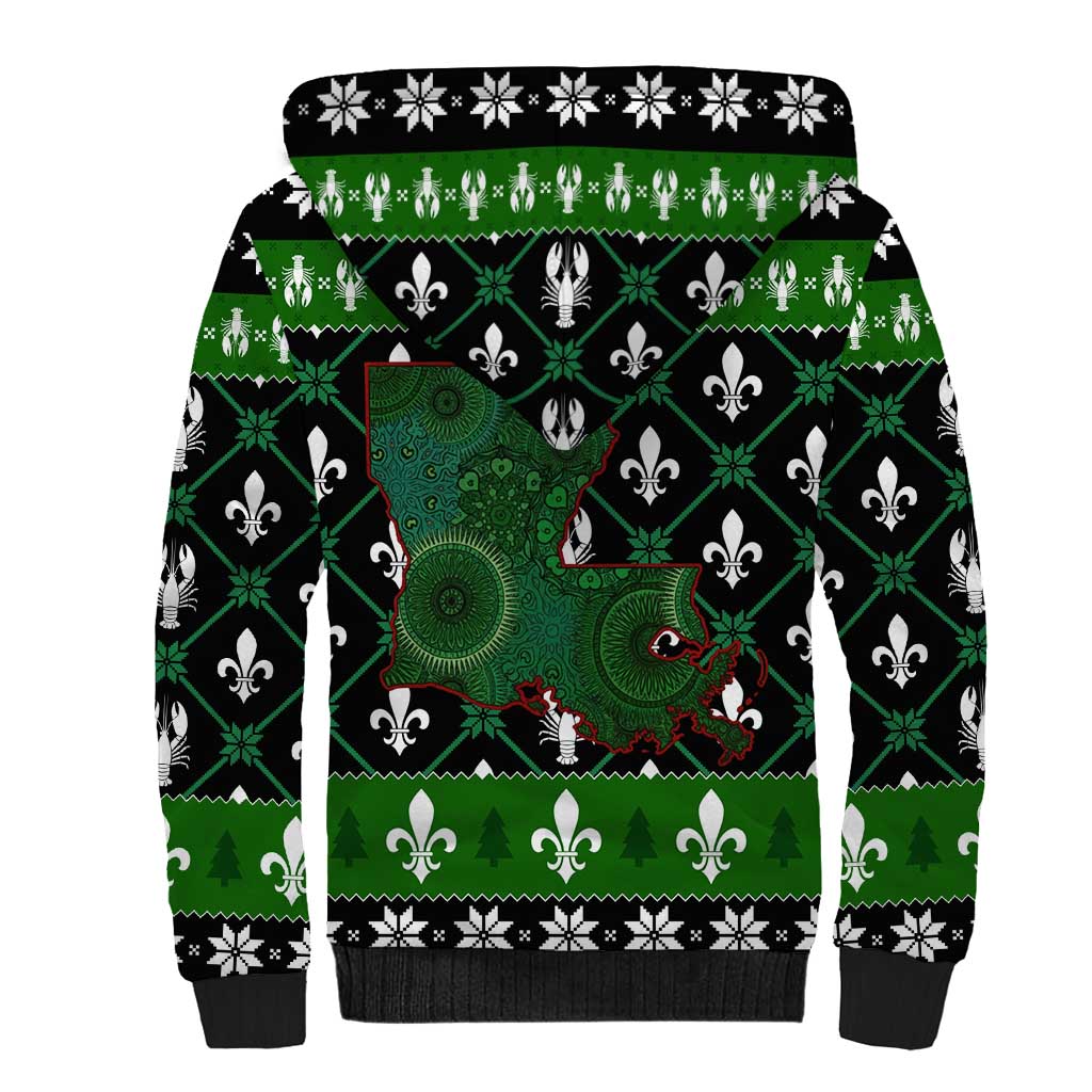 Louisiana USA Symbols Pattern Christmas Sherpa Hoodie Xmas Holiday Patterns - Wonder Print Shop