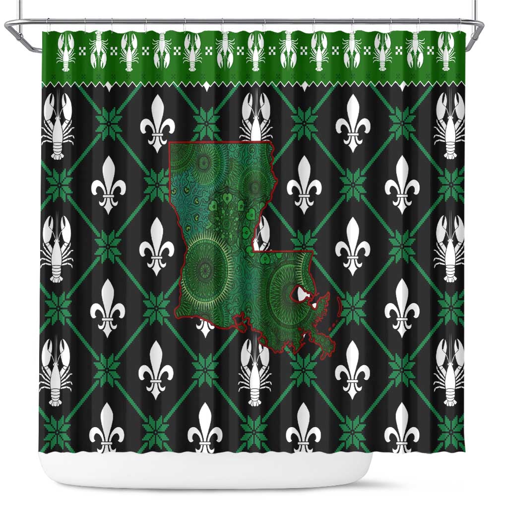 Louisiana USA Symbols Pattern Christmas Shower Curtain Xmas Holiday Patterns - Wonder Print Shop