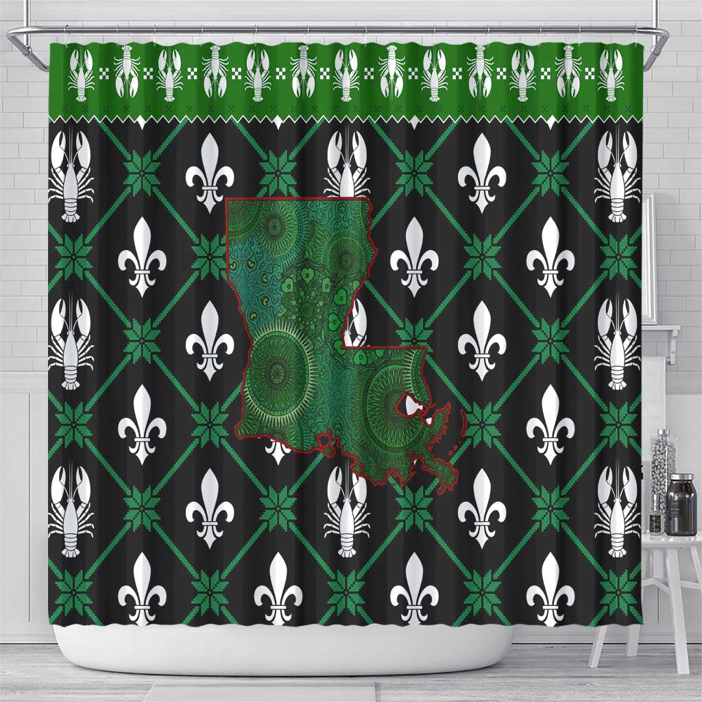 Louisiana USA Symbols Pattern Christmas Shower Curtain Xmas Holiday Patterns - Wonder Print Shop
