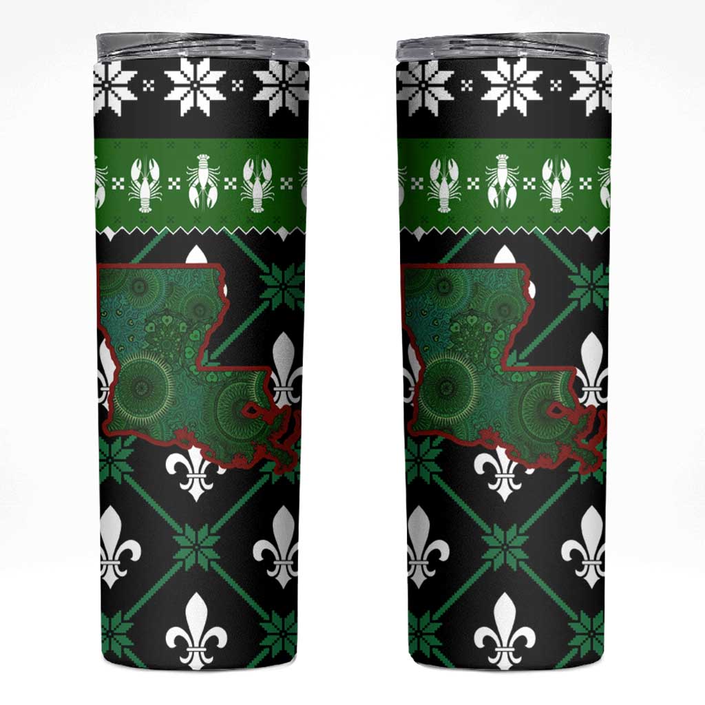 Louisiana USA Symbols Pattern Christmas Skinny Tumbler Xmas Holiday Patterns - Wonder Print Shop
