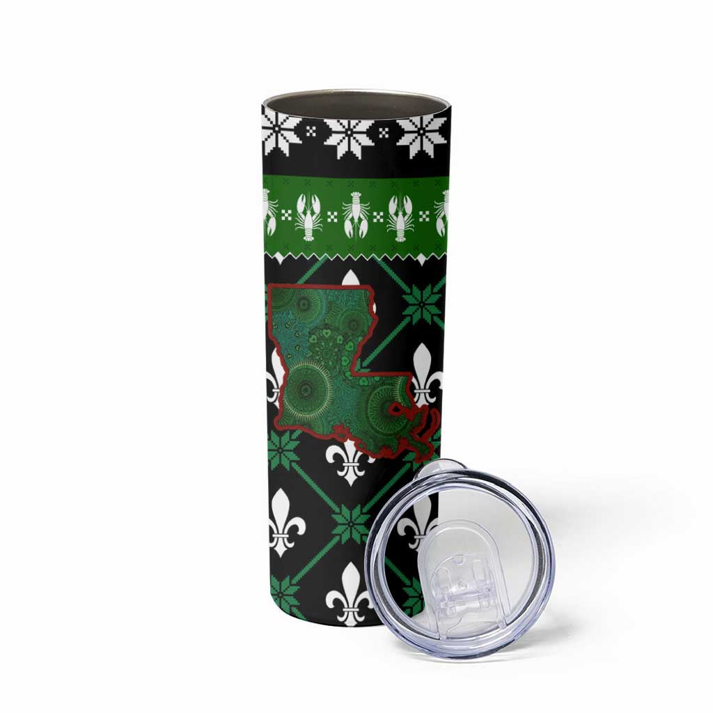 Louisiana USA Symbols Pattern Christmas Skinny Tumbler Xmas Holiday Patterns - Wonder Print Shop