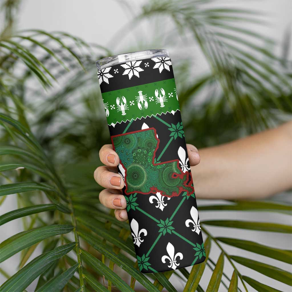 Louisiana USA Symbols Pattern Christmas Skinny Tumbler Xmas Holiday Patterns - Wonder Print Shop