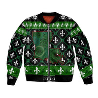 Louisiana USA Symbols Pattern Christmas Sleeve Zip Bomber Jacket Xmas Holiday Patterns - Wonder Print Shop