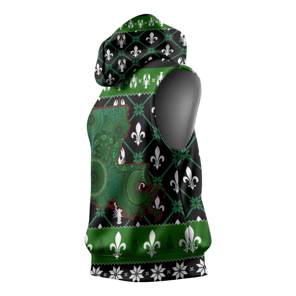 Louisiana USA Symbols Pattern Christmas Sleeveless Hoodie Xmas Holiday Patterns - Wonder Print Shop