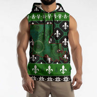 Louisiana USA Symbols Pattern Christmas Sleeveless Hoodie Xmas Holiday Patterns - Wonder Print Shop