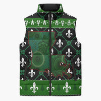 Louisiana USA Symbols Pattern Christmas Sleeveless Puffer Jacket Xmas Holiday Patterns - Wonder Print Shop