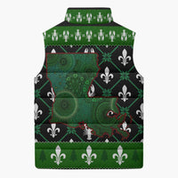 Louisiana USA Symbols Pattern Christmas Sleeveless Puffer Jacket Xmas Holiday Patterns - Wonder Print Shop