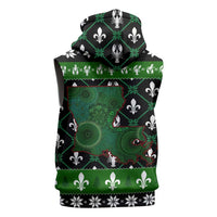 Louisiana USA Symbols Pattern Christmas Sleeveless Zip Hoodie Xmas Holiday Patterns - Wonder Print Shop