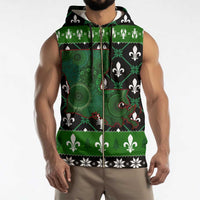 Louisiana USA Symbols Pattern Christmas Sleeveless Zip Hoodie Xmas Holiday Patterns - Wonder Print Shop