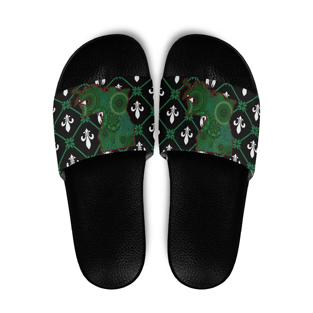 Louisiana USA Symbols Pattern Christmas Slide Sandals Xmas Holiday Patterns - Wonder Print Shop