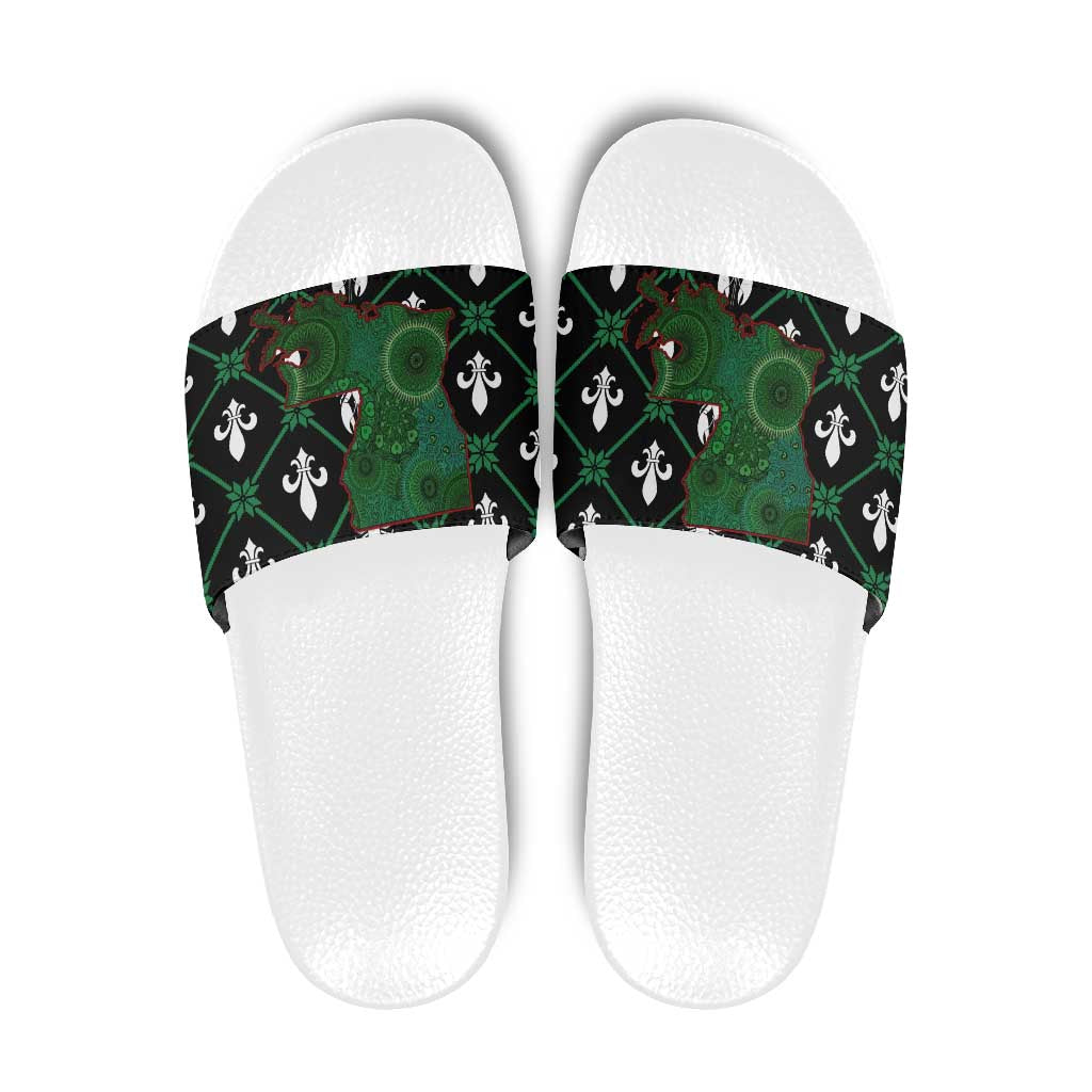 Louisiana USA Symbols Pattern Christmas Slide Sandals Xmas Holiday Patterns - Wonder Print Shop