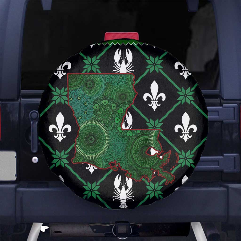 Louisiana USA Symbols Pattern Christmas Spare Tire Cover Xmas Holiday Patterns - Wonder Print Shop