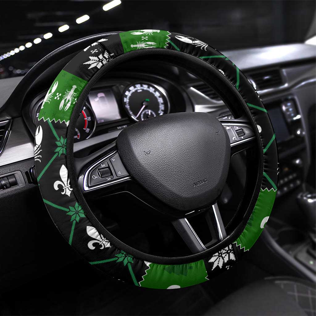 Louisiana USA Symbols Pattern Christmas Steering Wheel Cover Xmas Holiday Patterns - Wonder Print Shop