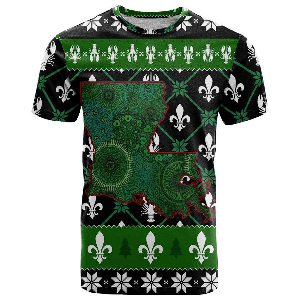 Louisiana USA Symbols Pattern Christmas T Shirt Xmas Holiday Patterns - Wonder Print Shop