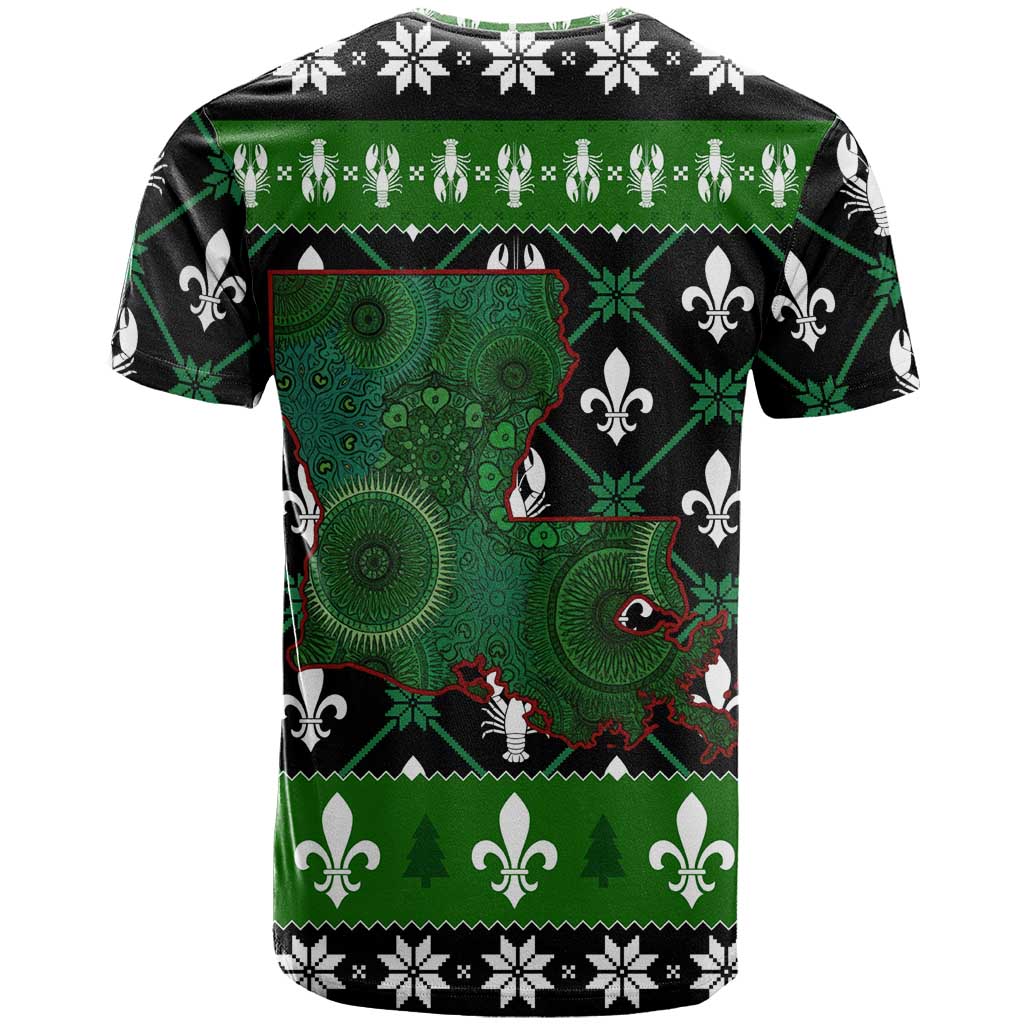 Louisiana USA Symbols Pattern Christmas T Shirt Xmas Holiday Patterns - Wonder Print Shop