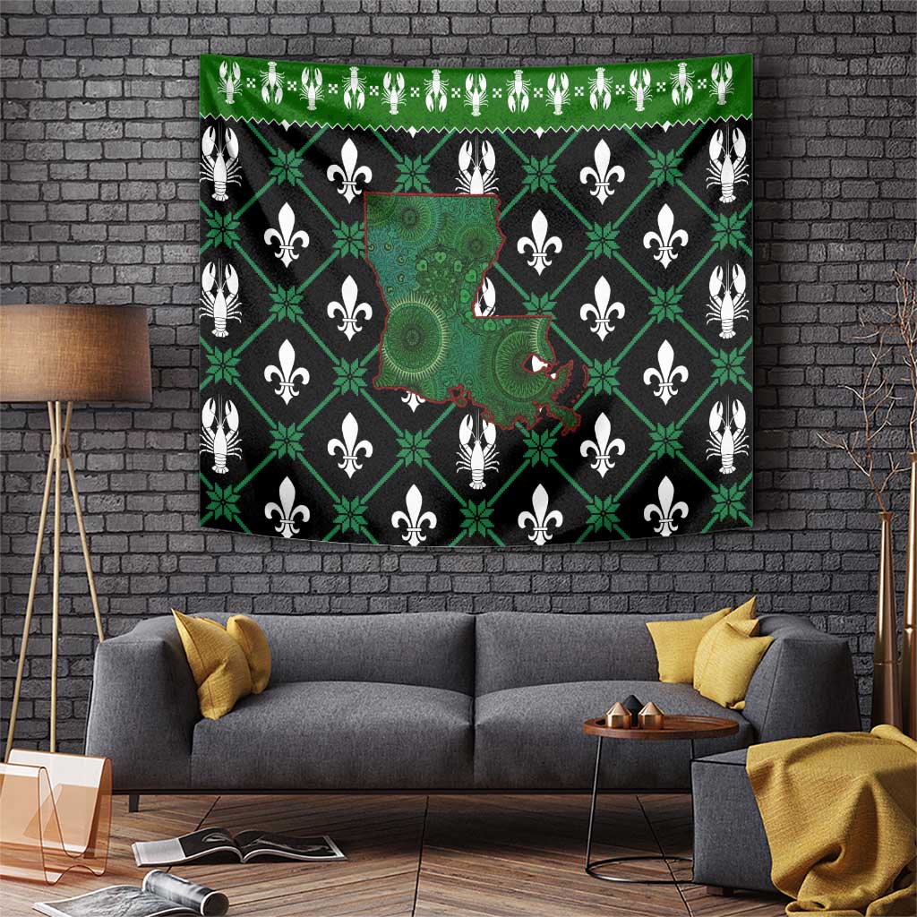 Louisiana USA Symbols Pattern Christmas Tapestry Xmas Holiday Patterns - Wonder Print Shop