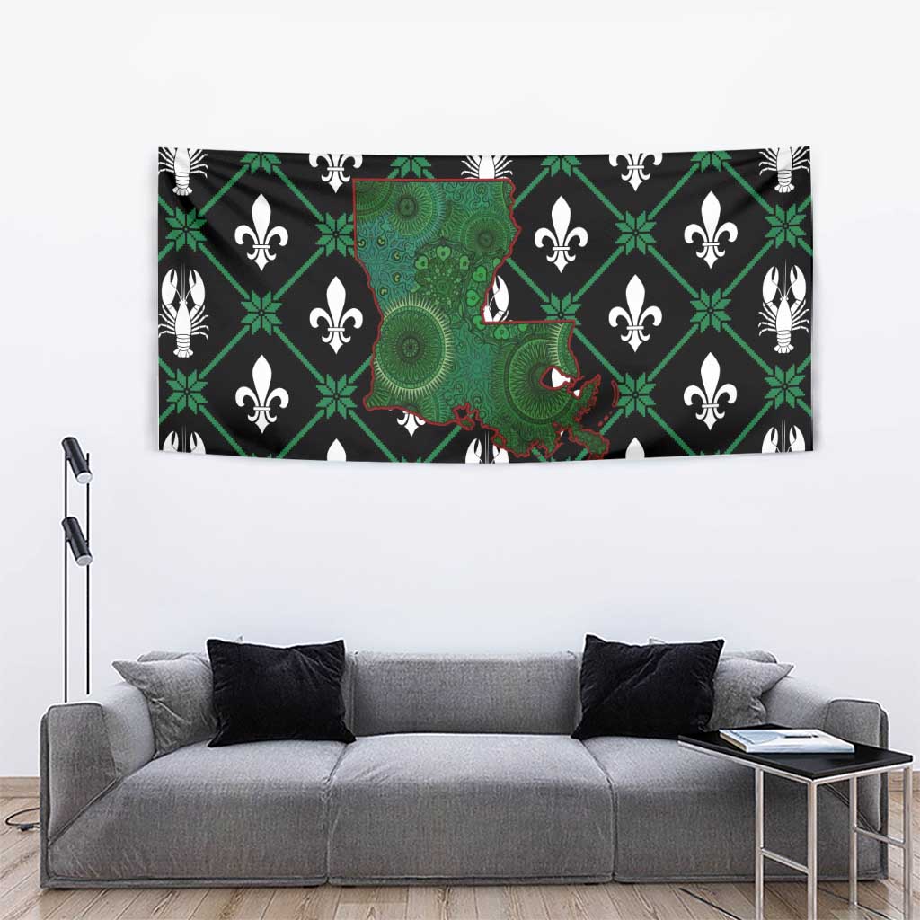 Louisiana USA Symbols Pattern Christmas Tapestry Xmas Holiday Patterns - Wonder Print Shop