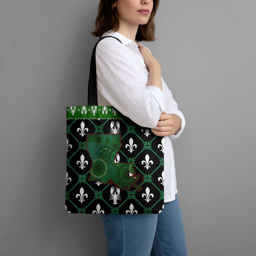Louisiana USA Symbols Pattern Christmas Tote Bag Xmas Holiday Patterns - Wonder Print Shop