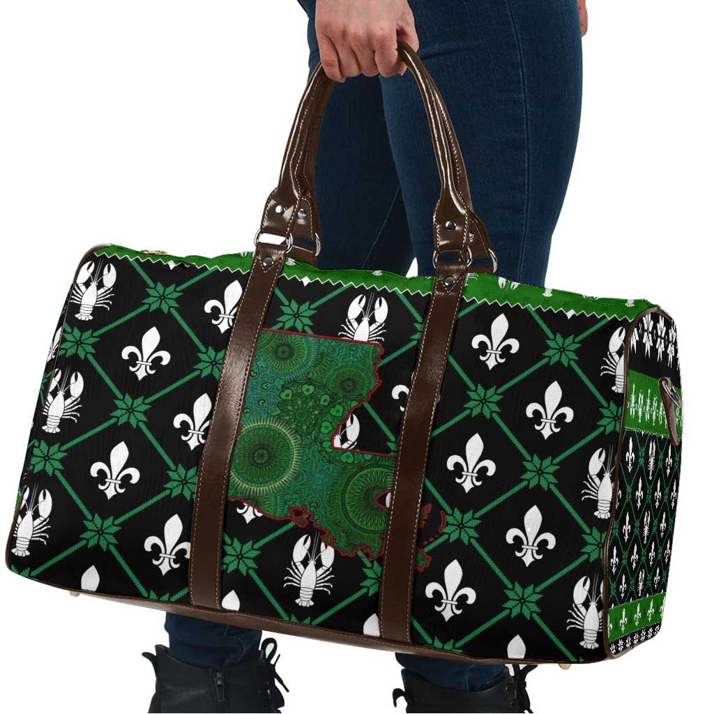 Louisiana USA Symbols Pattern Christmas Travel Bag Xmas Holiday Patterns - Wonder Print Shop