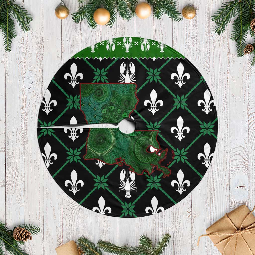 Louisiana USA Symbols Pattern Christmas Tree Skirt Xmas Holiday Patterns - Wonder Print Shop
