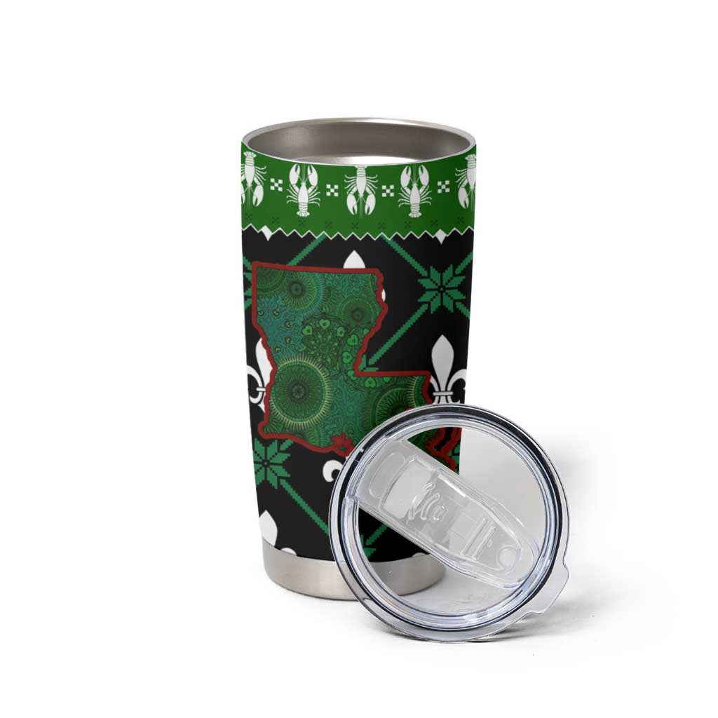 Louisiana USA Symbols Pattern Christmas Tumbler Cup Xmas Holiday Patterns - Wonder Print Shop