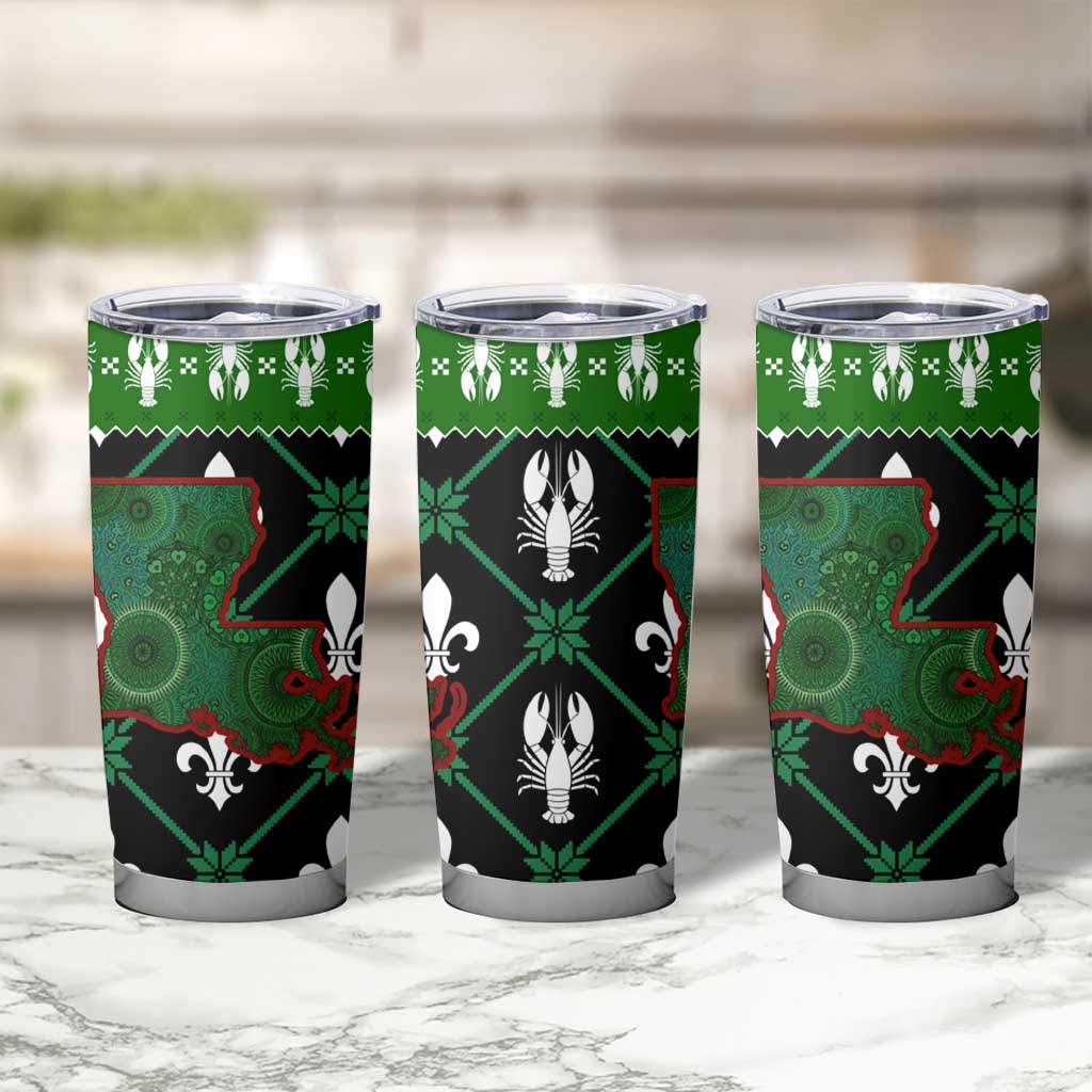 Louisiana USA Symbols Pattern Christmas Tumbler Cup Xmas Holiday Patterns - Wonder Print Shop