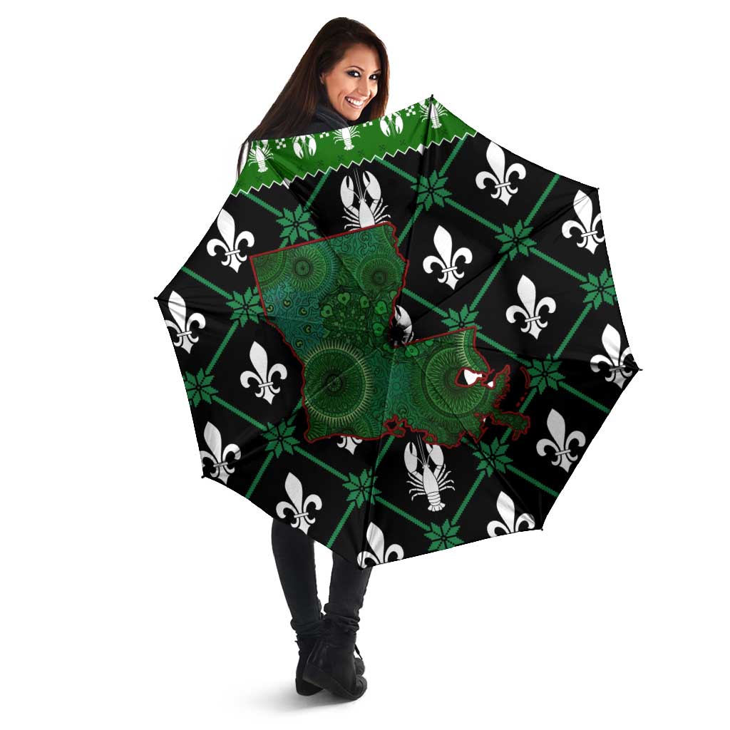 Louisiana USA Symbols Pattern Christmas Umbrella Xmas Holiday Patterns - Wonder Print Shop