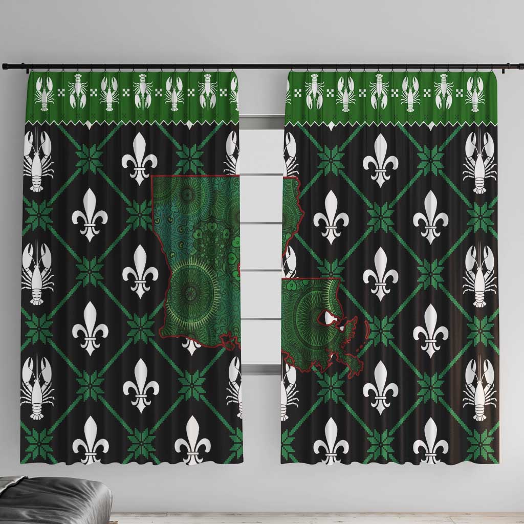 Louisiana USA Symbols Pattern Christmas Window Curtain Xmas Holiday Patterns - Wonder Print Shop