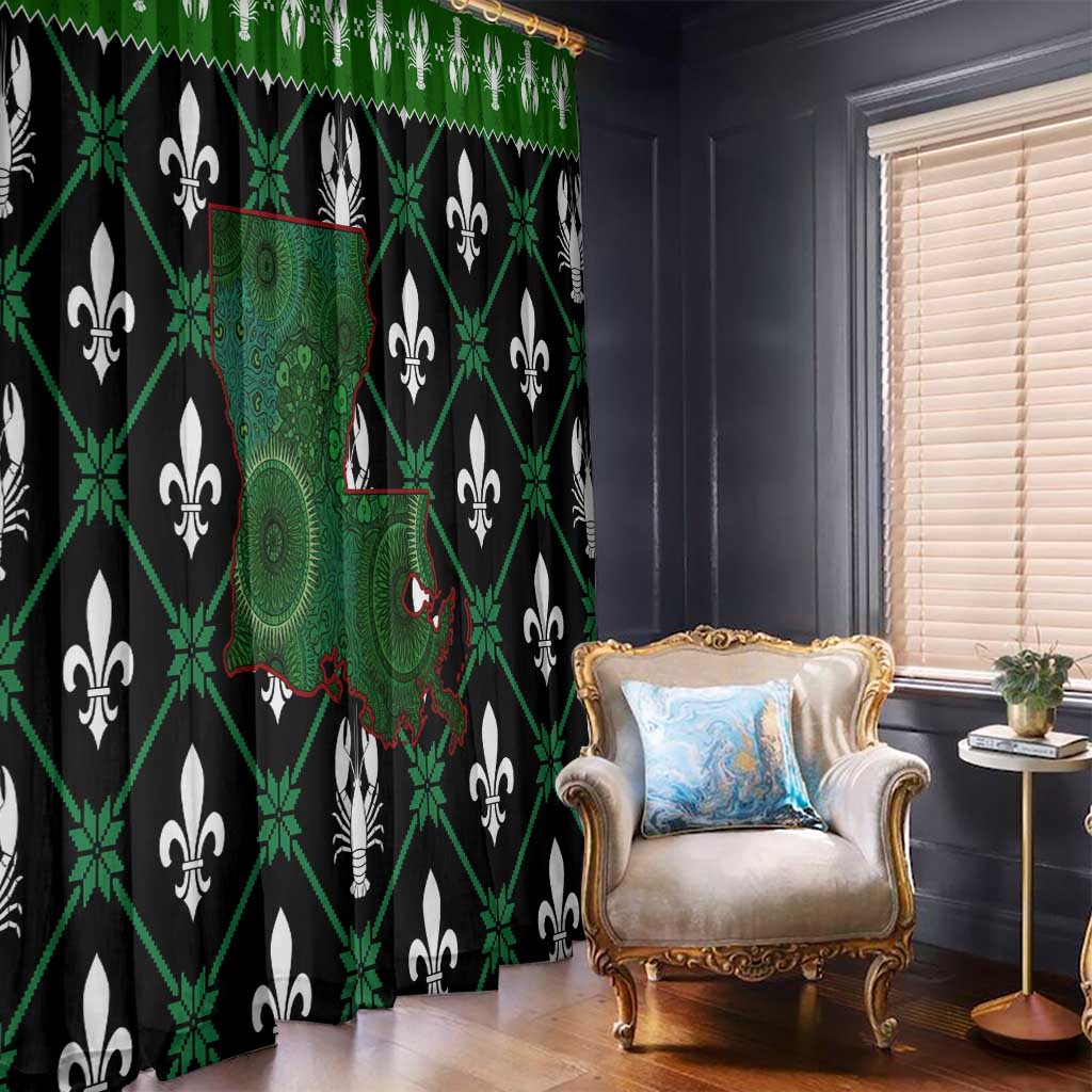 Louisiana USA Symbols Pattern Christmas Window Curtain Xmas Holiday Patterns - Wonder Print Shop