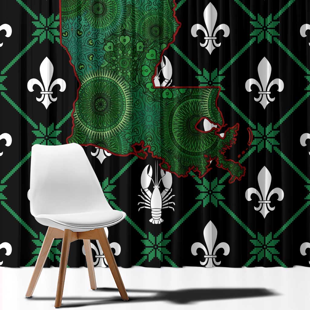 Louisiana USA Symbols Pattern Christmas Window Curtain Xmas Holiday Patterns - Wonder Print Shop