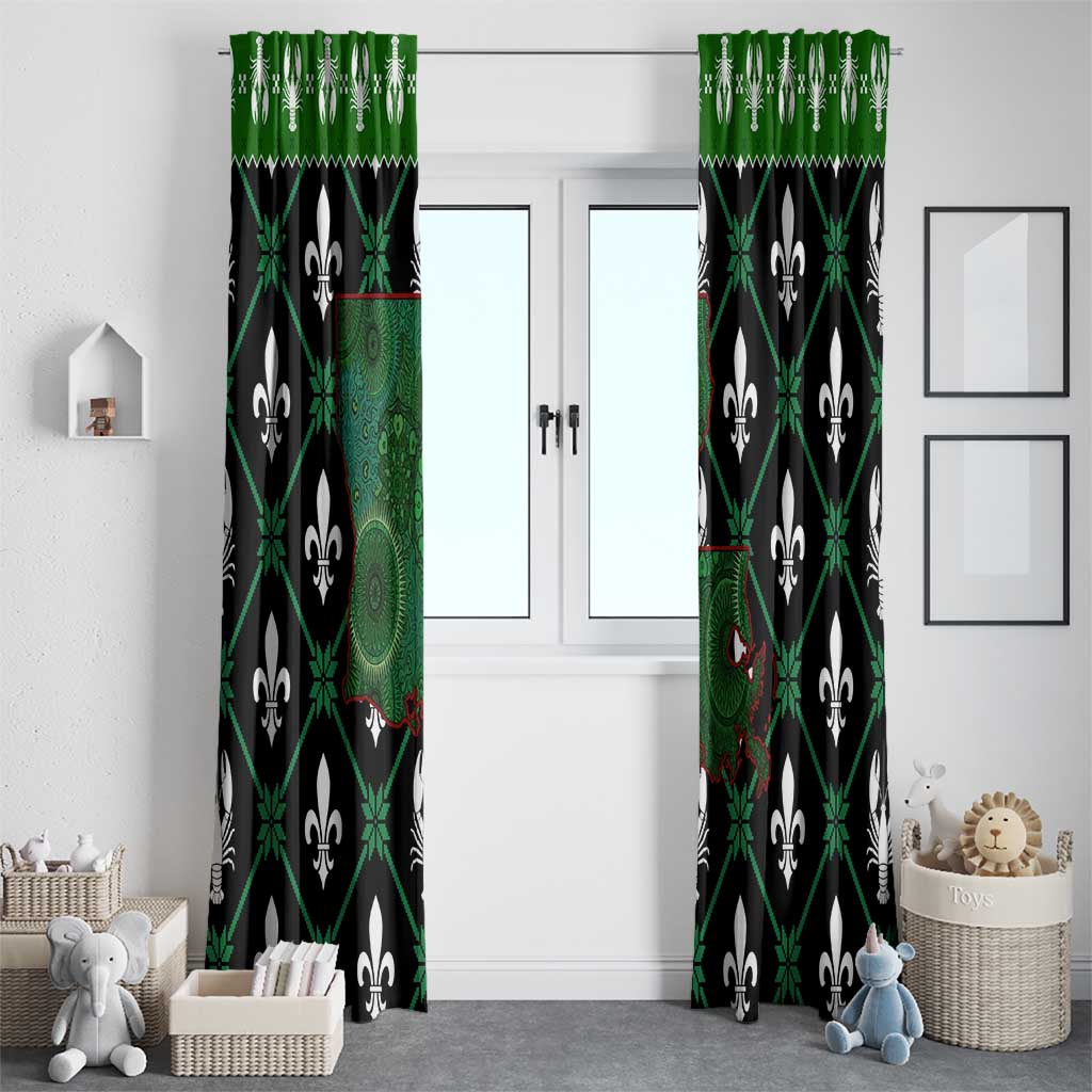 Louisiana USA Symbols Pattern Christmas Window Curtain Xmas Holiday Patterns - Wonder Print Shop