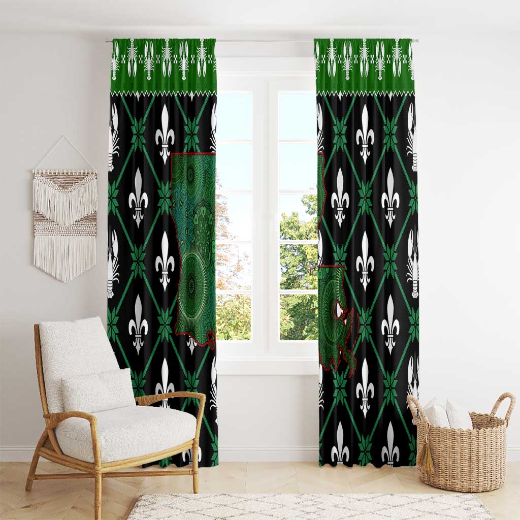 Louisiana USA Symbols Pattern Christmas Window Curtain Xmas Holiday Patterns - Wonder Print Shop