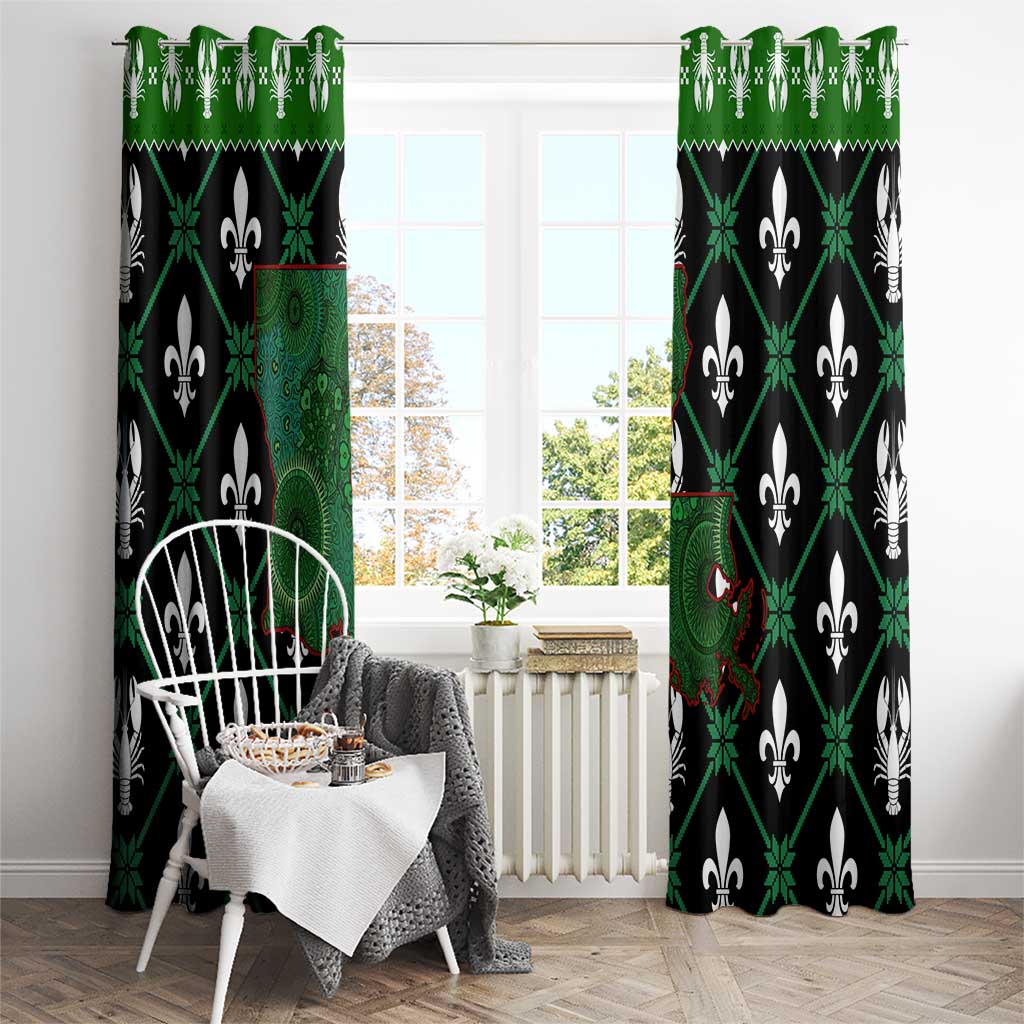 Louisiana USA Symbols Pattern Christmas Window Curtain Xmas Holiday Patterns - Wonder Print Shop