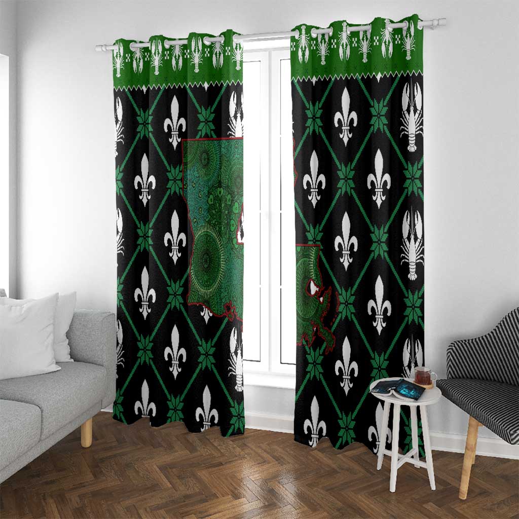 Louisiana USA Symbols Pattern Christmas Window Curtain Xmas Holiday Patterns - Wonder Print Shop