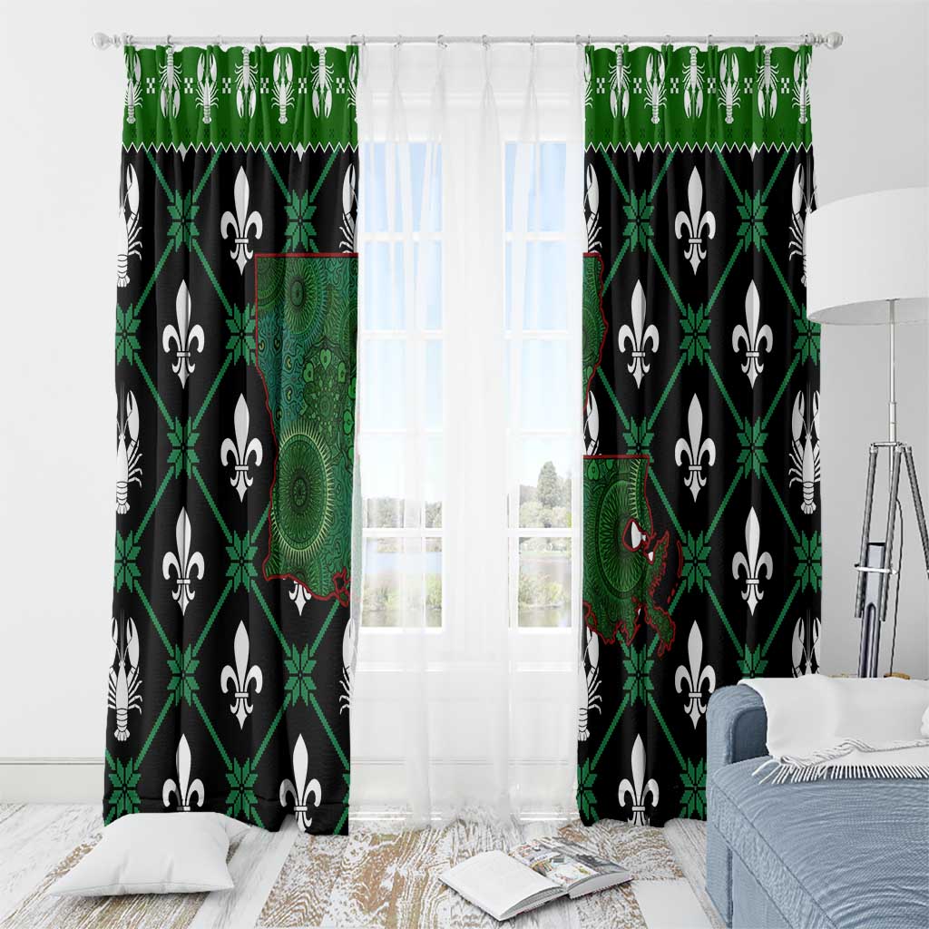 Louisiana USA Symbols Pattern Christmas Window Curtain Xmas Holiday Patterns - Wonder Print Shop