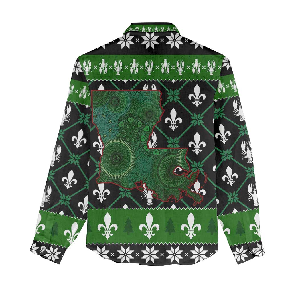 Louisiana USA Symbols Pattern Christmas Women Casual Shirt Xmas Holiday Patterns - Wonder Print Shop