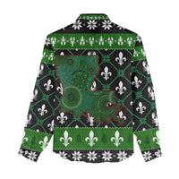 Louisiana USA Symbols Pattern Christmas Women Casual Shirt Xmas Holiday Patterns - Wonder Print Shop