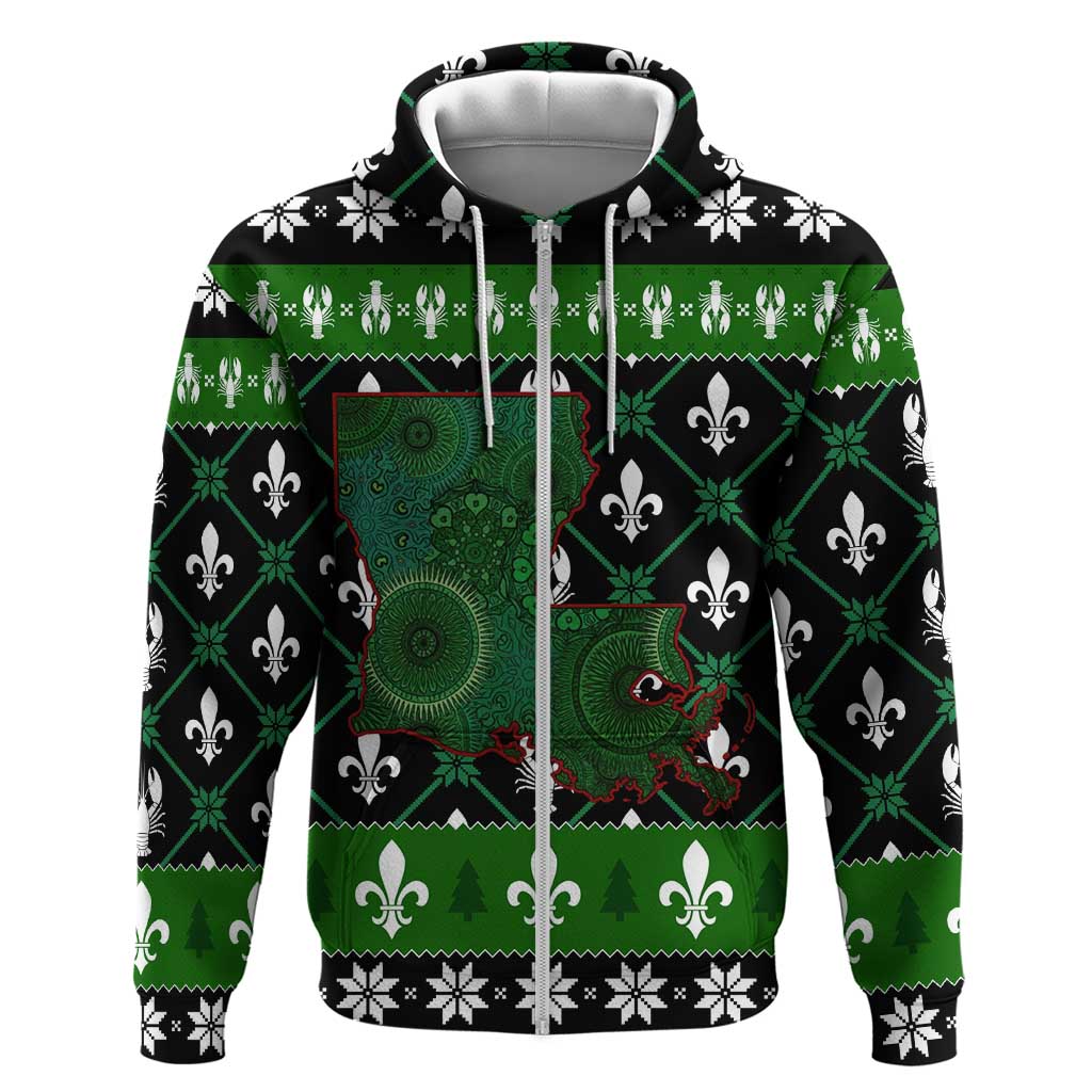 Louisiana USA Symbols Pattern Christmas Zip Hoodie Xmas Holiday Patterns - Wonder Print Shop