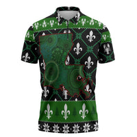 Louisiana USA Symbols Pattern Christmas Zipper Polo Shirt Xmas Holiday Patterns - Wonder Print Shop