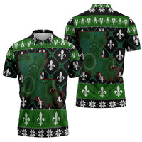 Louisiana USA Symbols Pattern Christmas Zipper Polo Shirt Xmas Holiday Patterns - Wonder Print Shop