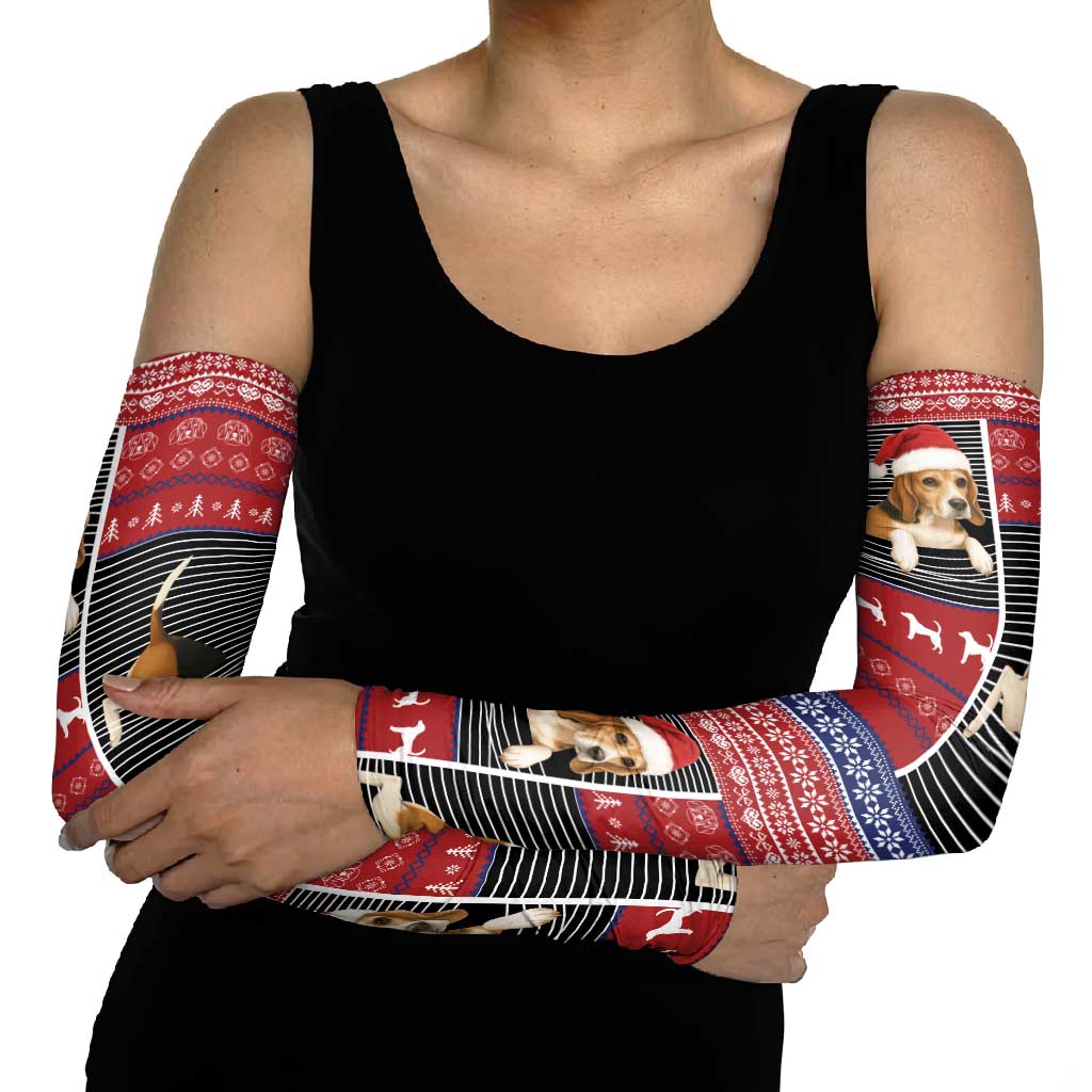 Lovely Beagle Christmas Arm Sleeves Xmas Holiday Patterns - Wonder Print Shop