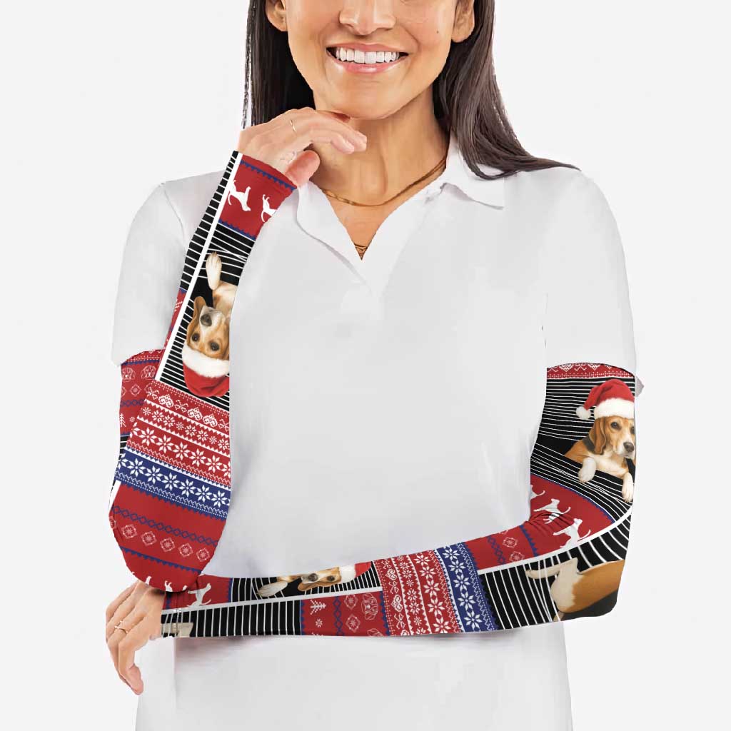 Lovely Beagle Christmas Arm Sleeves Xmas Holiday Patterns - Wonder Print Shop