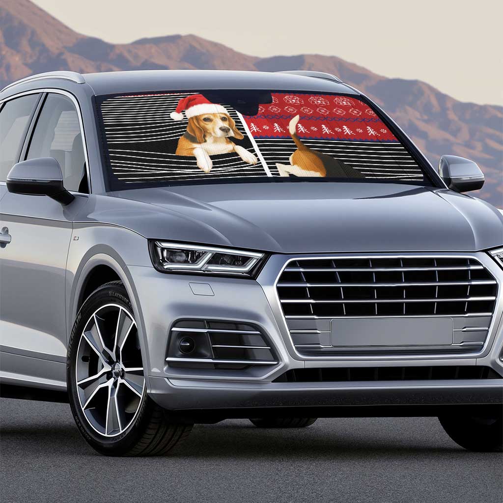 Lovely Beagle Christmas Auto Sun Shade Xmas Holiday Patterns - Wonder Print Shop