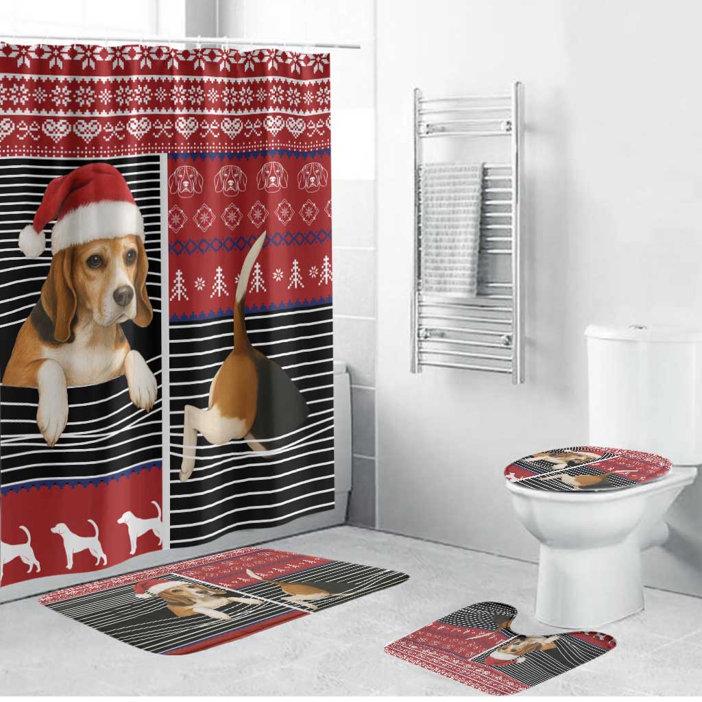 Lovely Beagle Christmas Bathroom Set Xmas Holiday Patterns - Wonder Print Shop